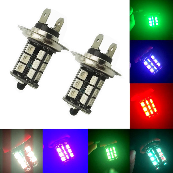 YSY 2pcs/lot RGB H11 H8 1156 7440 H7 9006/HB4 9005/HB3 H4 27-SMD 5050 LED Bulbs DRL Lights car led light bulb fog light