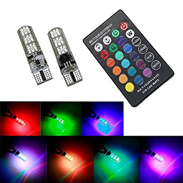 5050 SMD RGB T10 194 168 W5W Car T10 RGB LED Bulb With Remote Controller Flash/Strobe Reading Wedge Light Lamp Multi Color RGB