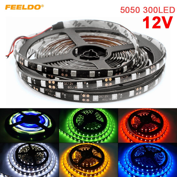 FEELDO Car Waterproof 12V 500cm 5m 5050SMD 300 Leds Decoration LED Strip Light DRL Light 6-Color #915