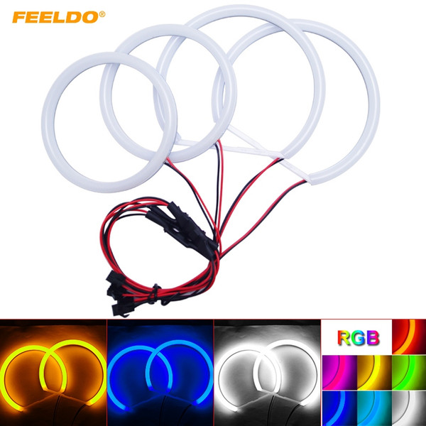 FEELDO Car Xenon Cotton Angel Eyes Halo Ring Light DRL For BMW E90 Headlight #1466