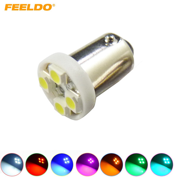 FEELDO 50PCS 7-Color BA9S T4W 1895 3528/1210 4SMD 4LED Car LED Light Dashboard Light Door Light 12V #2639