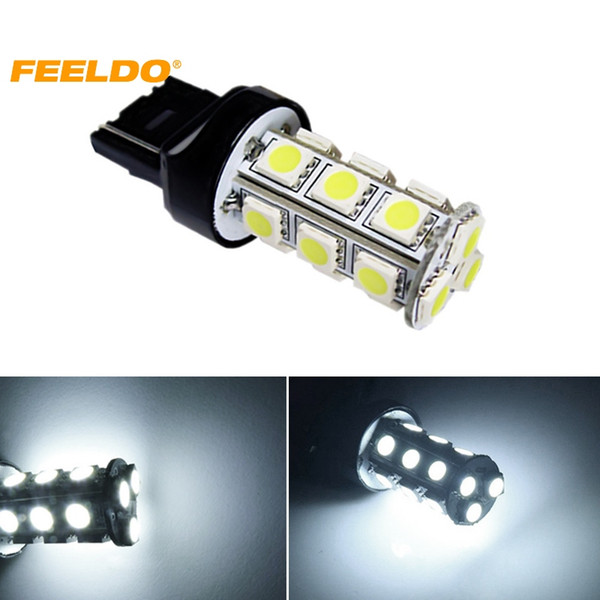 FEELDO 10PCS Auto White T20 7440 5050 18smd Car Turn Signal Backup 18LED Stop LED light Headlight DC12V #1032