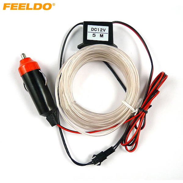 FEELDO 9 colors 5m Flexible EL Neon Glow Lighting Rope Strip+Charger for Car Decoration #3095