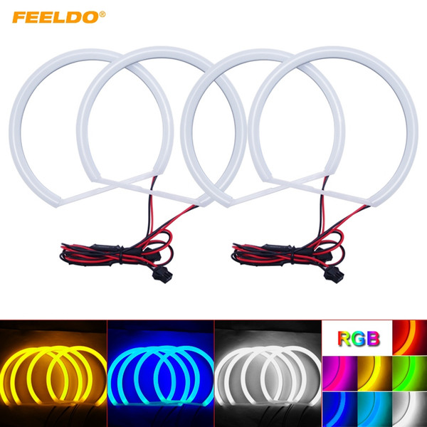 FEELDO Car Xenon Cotton Angel Eyes Halo Ring Light DRL For Lada VAZ 2106 Headlight #1106