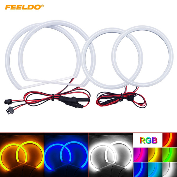 FEELDO Car Xenon Cotton Angel Eyes Halo Ring Light DRL For Mitsubishi Lancer X Headlight #988