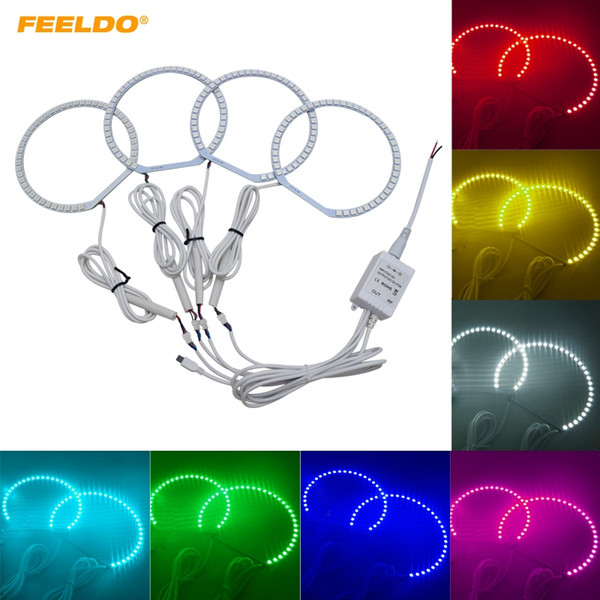 FEELDO Car RGB 5050SMD Flash LED Angel Eyes Halo Rings Daytime Running Light For BMW E39 OEM(01-03)Headlight #3398