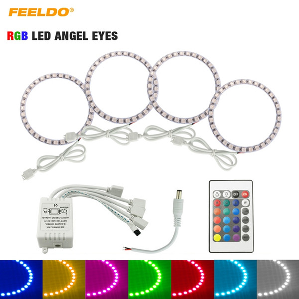 FEELDO 4pcs/set Car LED RGB Angel Eyes Halo Ring Light Wireless Remote Control for Volvo S40 Headlight #5271