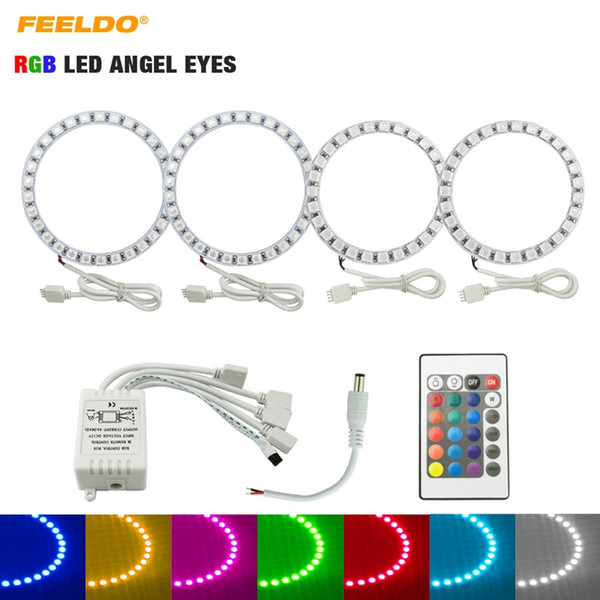 FEELDO Car RGB LED Angel Eyes Halo Ring Light Kit Wireless Remote Control for Hyundai Sonata(06-07) Multi-Color #1884