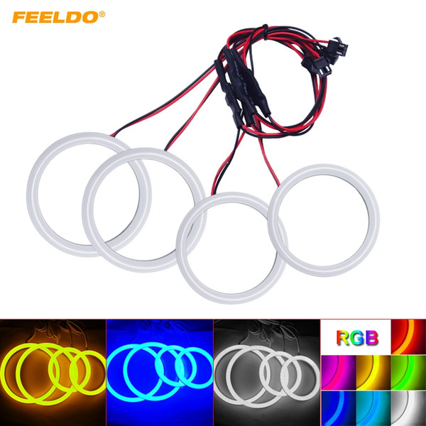 FEELDO Car Xenon Cotton Angel Eyes Halo Ring Light DRL For Lada Vaz 2109 Headlight #1122