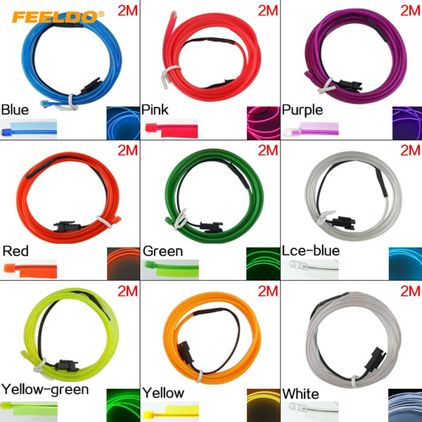 FEELDO 2M 9-color Flexible Moulding EL Neon Glow Lighting Rope Strip With Fin For Car Decoration #3268