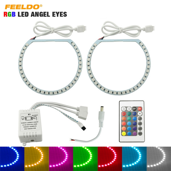 FEELDO Car RGB LED Angel Eyes Halo Ring Lighting Kit Wireless Remote Control For Hyundai Spectra 05-06 #2913