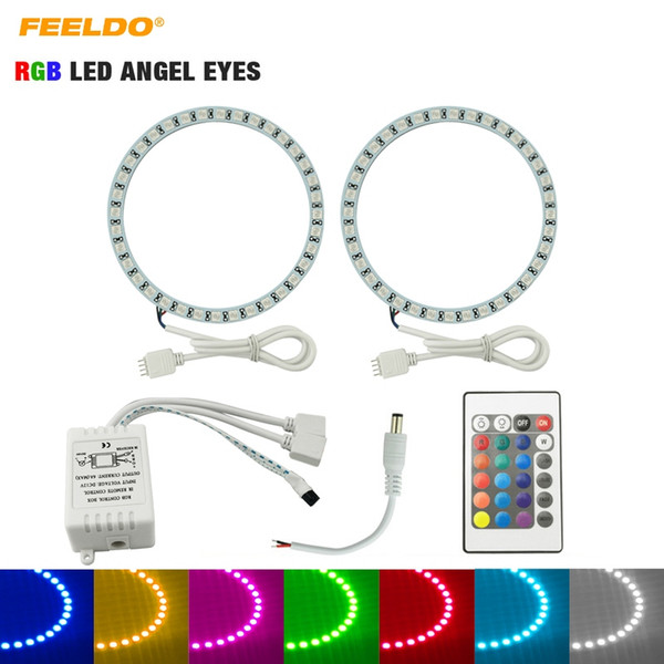 FEELDO Car RGB Multi-Color LED Angel Eyes Halo Ring Lighting Kit Wireless Remote Control For Volvo C30 2008 #2635