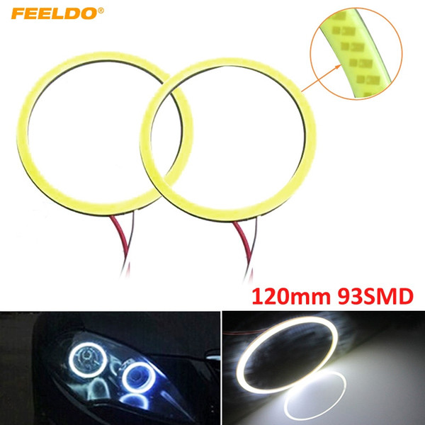 FEELDO 1Pair White Car DRL 120mm 93SMD LED Headlight COB 93LED Auto LED Halo Ring Angel Eyes Warning Lamps #5285