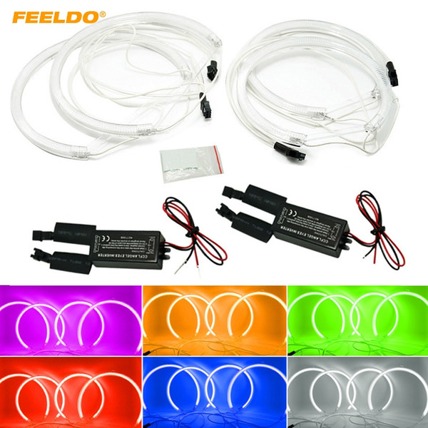 FEELDO 4x Car Headlight CCFL Angel Eyes Light Halo Rings Kits Light For BMW X5(E53) DRL 6-Color Optional #3899