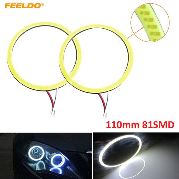 FEELDO 1Pair White Car DRL 110mm 81SMD LED Headlight COB 81LED Auto LED Halo Ring Angel Eyes Warning Lamps #5284