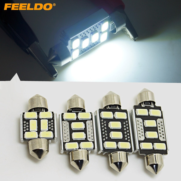 FEELDO 40PCS 31mm/36mm/39mm/41mm White Car 5730SMD 6LED Canbus Error Free Festoon Dome Interior Light Lamp #2158