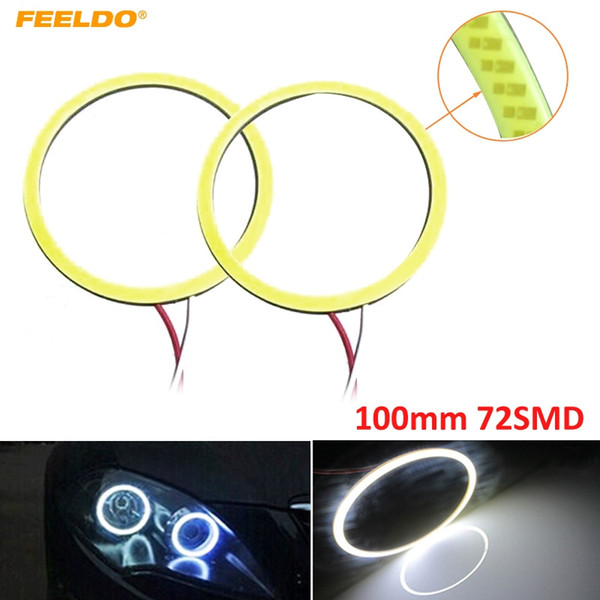 FEELDO White Car 100mm 72SMD LED Headlight COB 72LED LED Auto Halo Ring Angel Eyes Warning Lamps #5283