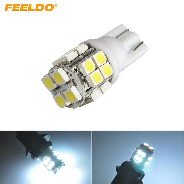 FEELDO 10PCS DC12V White T10 194 W5W 20LED 1210/3528 20SMD Wedge Car LED Light Bulbs Door Light #3487