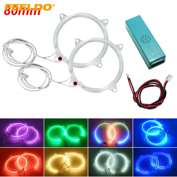 FEELDO 2pcs/Pair Auto Car DRL 80mm CCFL Headlight LED Halo Ring Angel Eyes Warning Lamps 8-Color #2716