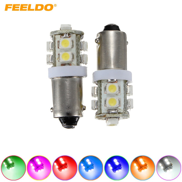 FEELDO 10PCS BA9S T4W W5W 1210/3528 10SMD Interior Car LED Light License Plate LED Lamp 7-Color #1507