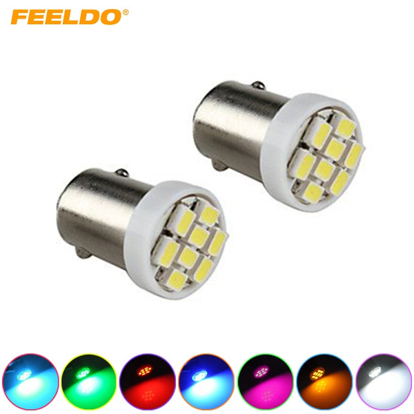 FEELDO 10PCS 7-Color T4W BA9S 8-LED 1206SMD Interior Car LED Light Reading Dome Lamps Marker Light DC12V #1532