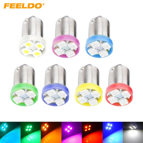 FEELDO 10PCS 7-Color BA9S T4W 1895 3528/1210 4SMD 4LED Car LED Light Dashboard Light Door Light 12V #2639