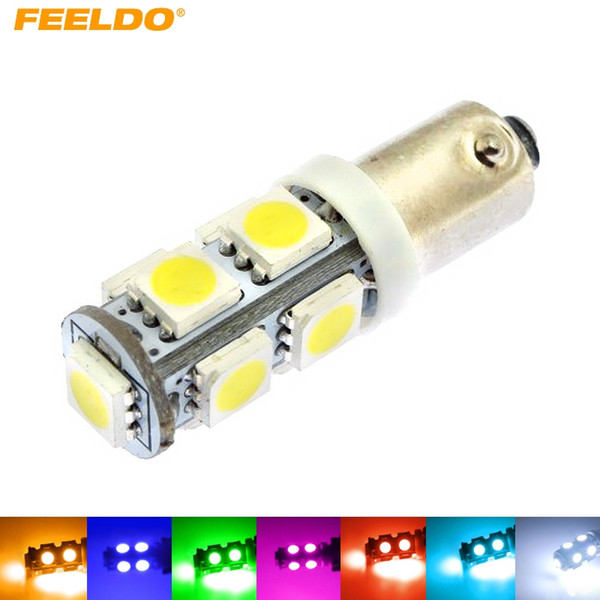 FEELDO 10PCS 7-Color BA9S T4W 1895 5050 Chip 9SMD 9LED Car LED Light Bulbs Side Light Reading Light DC12V #3408