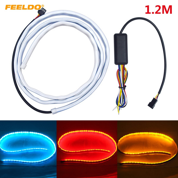 FEELDO Universal 1.2m Car Rear Tail Box Light Streamer Brake Turn Signal LED Strip DRL Light Tail Decoration Accessories #3035