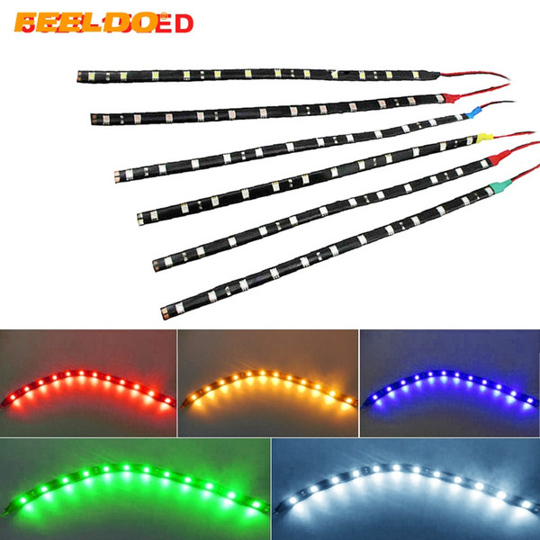 FEELDO 20PCS Car 30cm 3528SMD 15LED Flexible Daytime Running LED Light DRL Strip Light 5-Color #1567