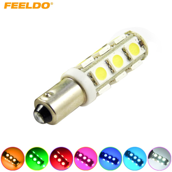 FEELDO 10PCS 7-Color BA9S T4W 1895 5050 13SMD 13LED Lamp Car Side LED Light Bulbs Door Light 12V #3411