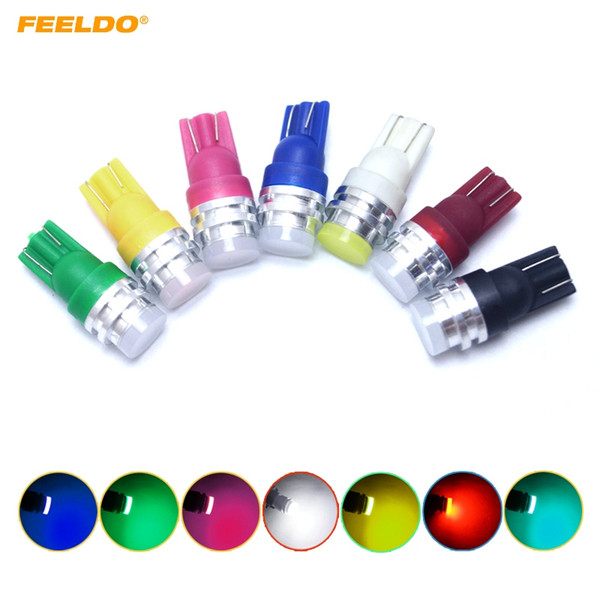 FEELDO 50PCS High Power T10 194 W5W 1W COB Flood Ceramic Interior Car LED Light Lamp 7 Colors Optional #5324