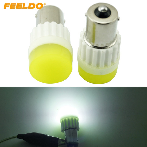 FEELDO White BA15S 1156/S25 COB 10W Ceramic Crystal LED Light Car LED Bulb Reverse Turn Lights Backup Light #2714