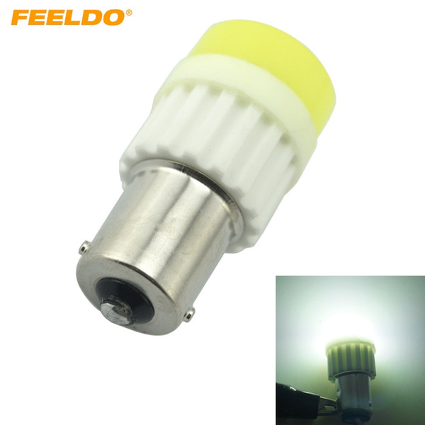 FEELDO 10PCS White BA15S 1156/S25 COB 10W Ceramic Crystal LED Light Car LED Bulb Reverse Turn Lights Backup Light #2714