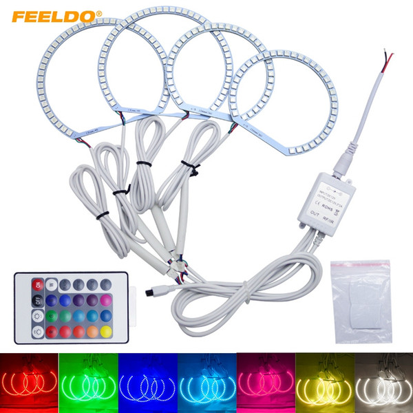 FEELDO Car LED RGB Angel Eyes Halo Ring Light Wireless Remote for E46/5 E46 Compact(2000-2004) E83/X3 Headlight #4411