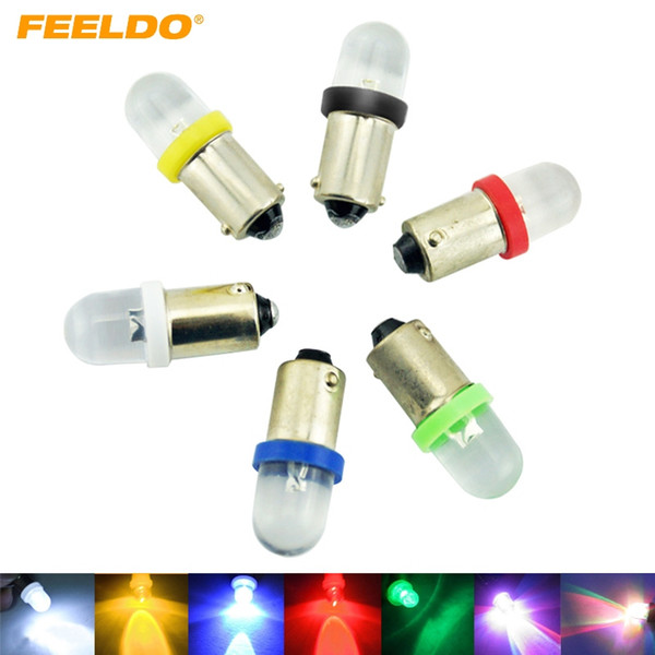 FEELDO 50PCS DC12V Car Auot Ba9s 1895 57 T4W 182 Convex 1-LED Car LED Light Bulb Lamps 6-Color #1597