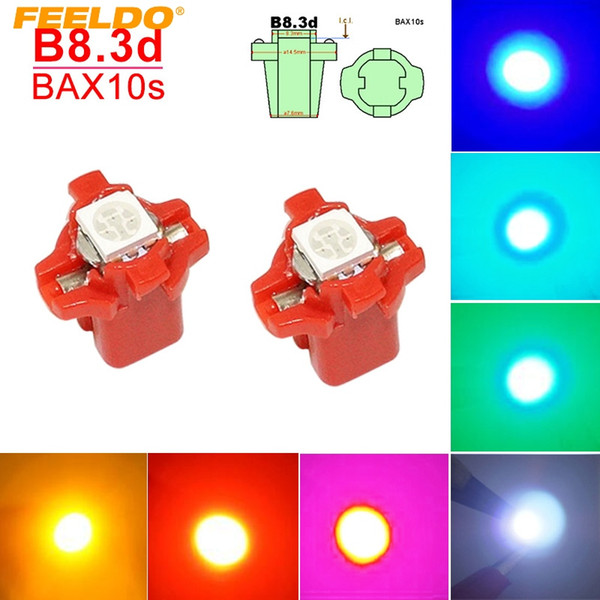 FEELDO 50PCS 7-color Car 12V B8.3d/BAX10s 1SMD 5050 Gauge Dashboard LED Light Interior Lamp #4066