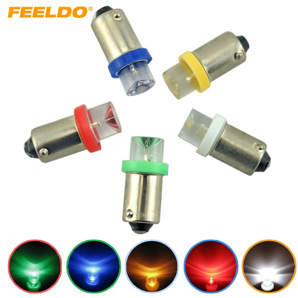 FEELDO 50PCS 5-Color BA9S W5W 1895 Car LED Indicator Light Interior Lamps Concave Bulbs DC12V #1649