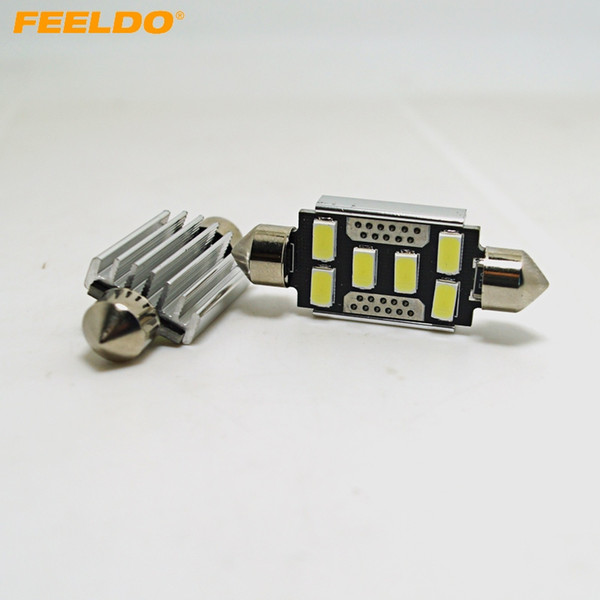 FEELDO 2PCS 31mm/36mm/39mm/41mm White Car 5730SMD 6LED Canbus Error Free Festoon Dome Interior Light Lamp #2158