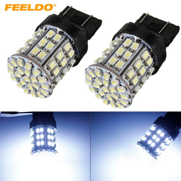 FEELDO 2PCS Cool White 12V T20 7443 64SMD 1206LED Car Auto Tail Turn Signal Brake LED Lights Bulb Lamp #1741