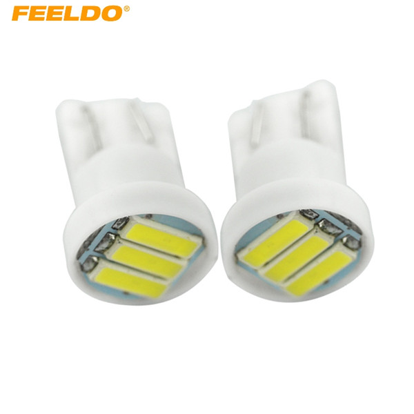 FEELDO 10PCS Super White 1.5W T10 194 168 W5W 7014/7020 3SMD Car Side Wedge Tail Turn LED Light Bulb #4184