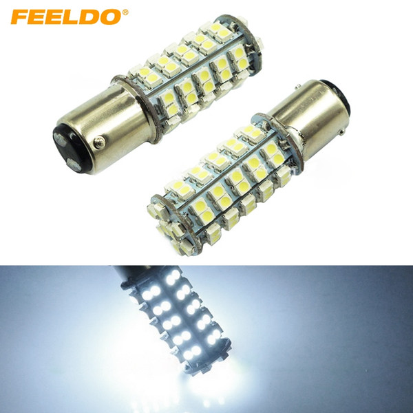 FEELDO 2PCS Pure White Car 1157 BAY15D 68SMD 3528 Chip LED Light Lamp Brake Signal Light 12V #1074