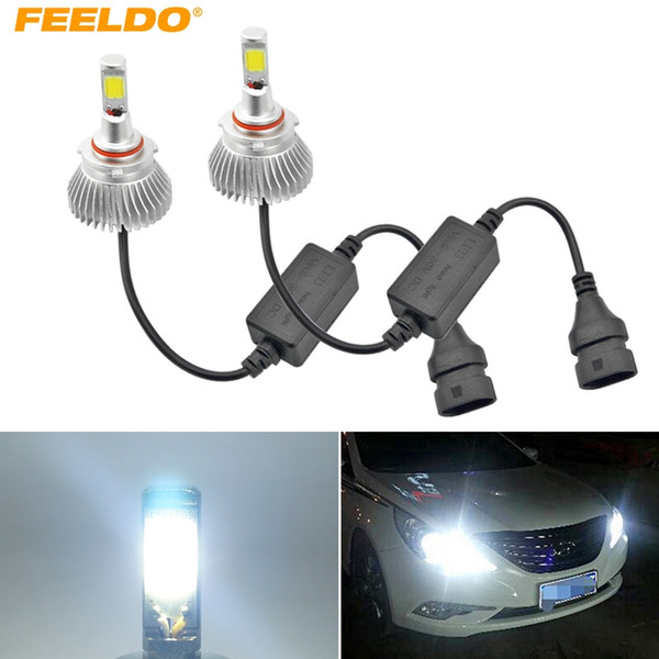 FEELDO Super White 6000K 9005/HB3 60W 6400LM Car COB LED Headlight Kit Fog Lamp Bulbs Xenon Light #3957