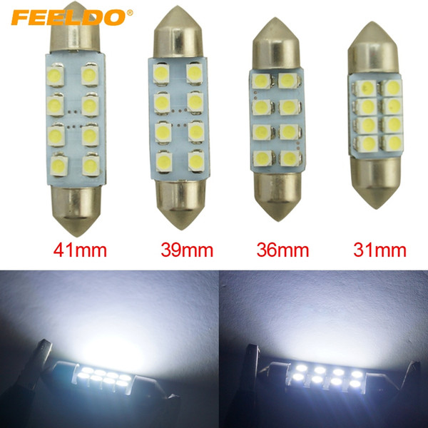 FEELDO 50PCS White 31mm/36mm/39mm/41mm 1210/3528 8SMD Car Interior Light Festoon Dome LED Bulb #1524