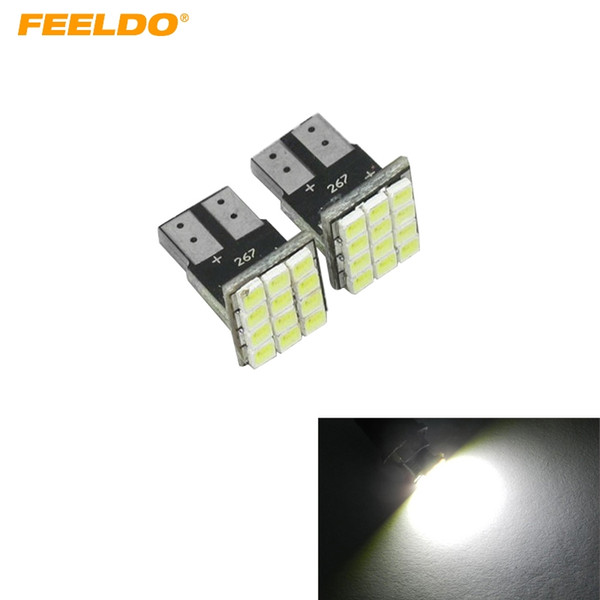 FEELDO 10PCS White DC12V T10/194/168 Wedge 1206 SMD 12LED Wedge Car LED Lamp Bulbs #949