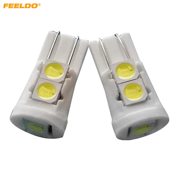 FEELDO 10PCS Super White Auto T10 194 168 5SMD 5050 Chip Ceramic Wedge Car LED Door Light Bulbs Marker Lamps 12V #4648