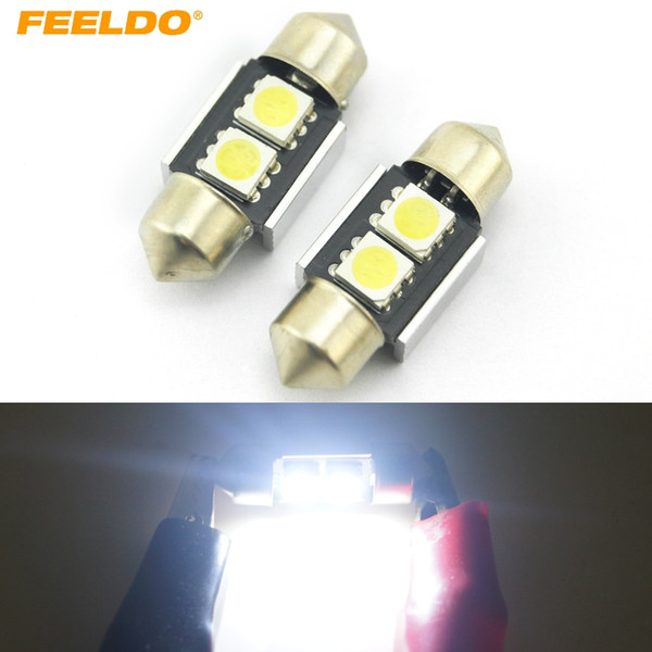 FEELDO 10PCS White Error Free Canbus 2SMD 5050 31mm Festoon Dome Roof Light Bulb Reading Light #3677