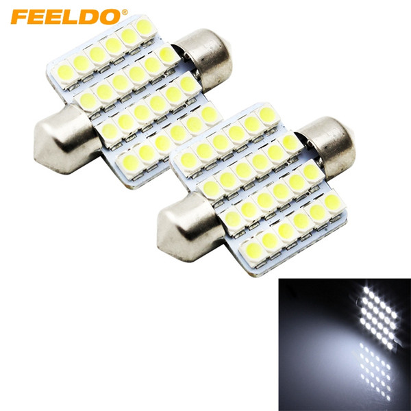 FEELDO 10PCS White Car 41mm 1210/3528 24SMD 1W Interior Auto Festoon Dome Reading LED Lamp Bulb #1503