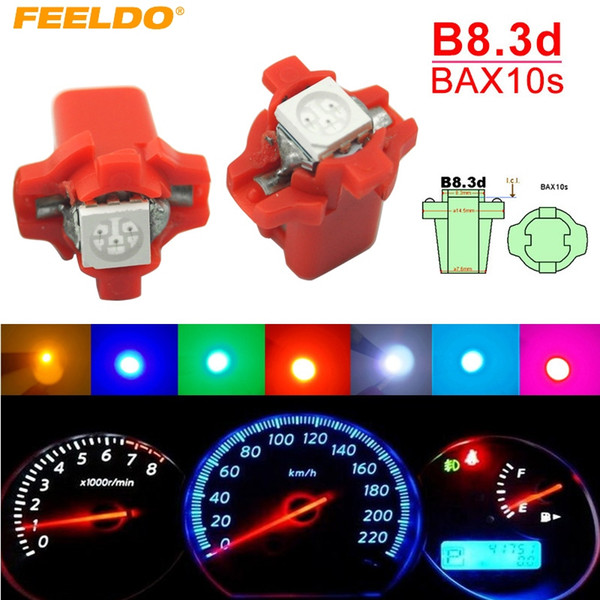 FEELDO 10PCS Multi-color 12V DC B8.3d/BAX10s 5050 SMD Gauge Dashboard Car LED Light Interior Lamp #4066