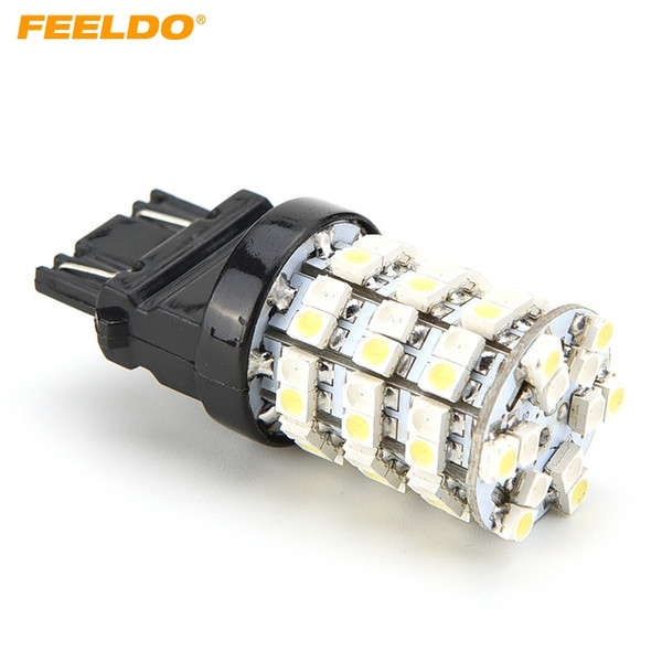 FEELDO 2PCS T20/T25 3157 60SMD 1210 Chip White/Yellow Dual Color Switchback Turn Signal Car LED Light #1592