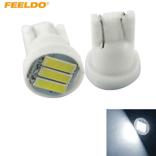 FEELDO 50PCS Super White 1.5W T10 194 168 W5W 7014/7020 3SMD Car Side Wedge Tail Turn LED Light Bulb #4184